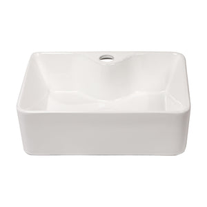 16in W X 12in D Bathroom Vessel Sink Washroom Sink Design with Faucet Hole White Ceramic from Lordear