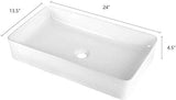 Vessel Sink Rectangle - Lordear 24 Inch Bathroom Sink Modern Large Rectangular Above Counter White Porcelain Ceramic Bathroom Vessel Vanity Sink Art Basin | Bathroom Sink | Lordear