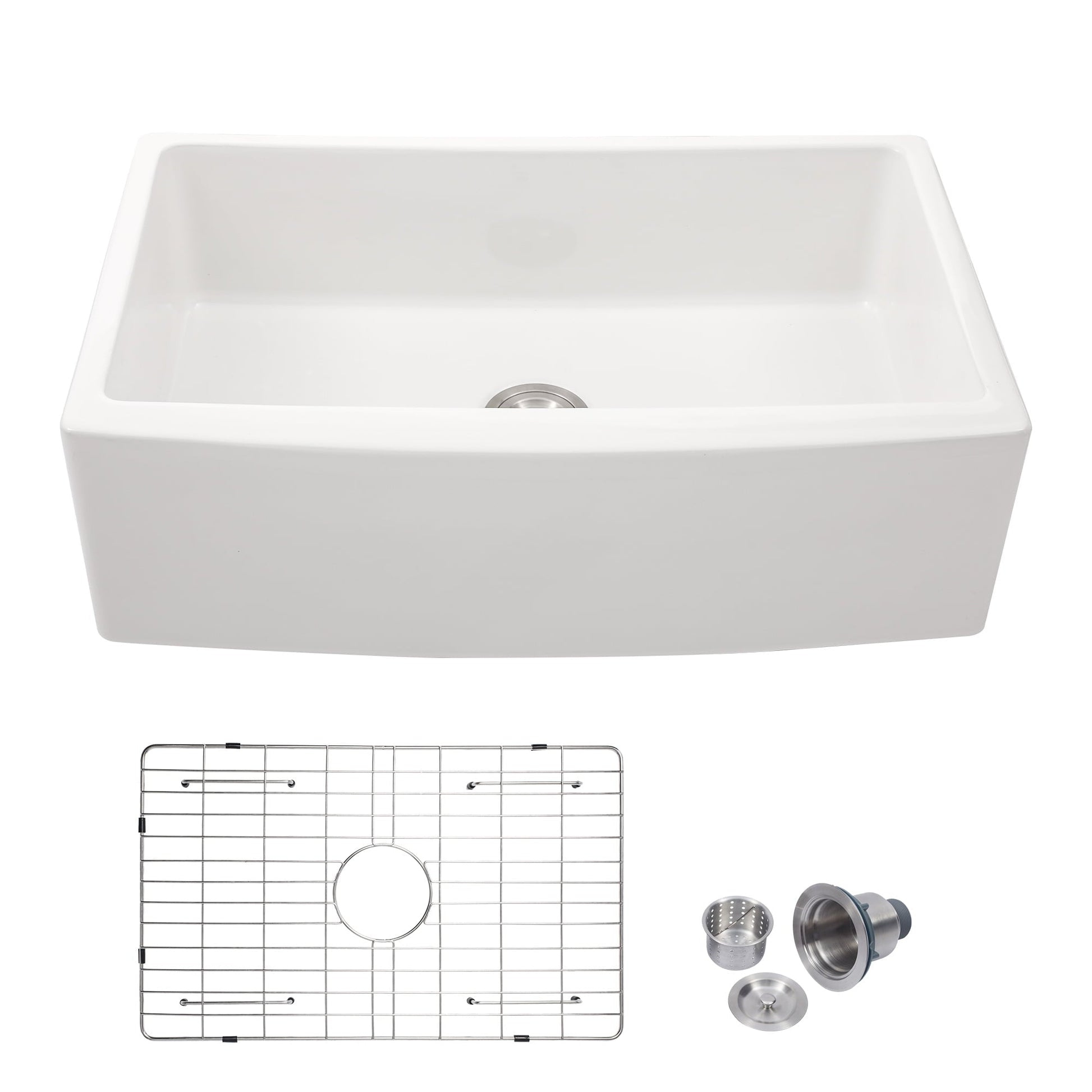 Lordear 33 Inch Farmhouse Kitchen Sink White Fireclay Porcelain Ceramic Apron Front Single Bowl Kitchen Farmer Sink 10 Deep Basin 33X21 Inch Farm Barn Sink | Kitchen Apron Front Sink, Kitchen Farmhouse Sink | Lordear