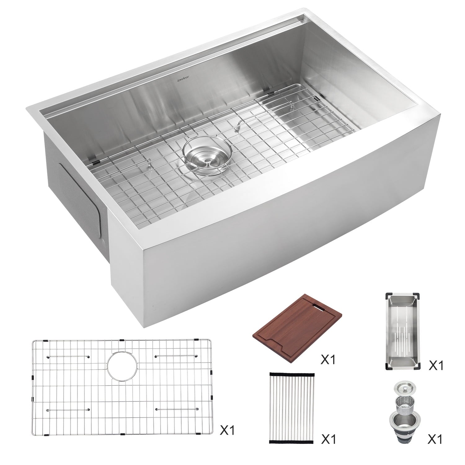 Lordear 36in x 22in x 10in Apron Front Farmhouse Kitchen Sink in Stainless Steel Brushed Nickel  from Lordear