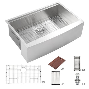 Lordear 36"x22"x10" Apron Front Farmhouse Kitchen Sink in Stainless Steel Brushed Nickel | Apron Front Kitchen Sink, Kitchen, Kitchen Sink, Kitchen Sinks | Lordear