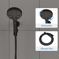 Lordear 5" Stainless Steel Wall Mounted Matte Black Round Rainfall Single Shower Head  from Lordear
