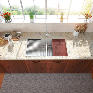 30/33in W x 19in D Stainless Steel Kitchen Sink Double Equal Bowl 50/50 Undermount from Lordear