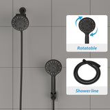 5 Inch Rainfall Round Shower System Shower Head with Handheld Shower 7-Setting Wall Mounted | 5 Inch Shower System, Bathroom, Handheld Shower, Multi Function Rain Shower Head, Rain, Rain Shower Mixer Set, Rainfall Shower System, Shower, Shower Faucets & Systems, Shower Head, Shower System | Lordear