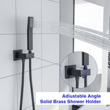12 Inch Square Rainfall Shower Head System with Handheld Shower and Linear Faucet Ceiling Mounted from Lordear