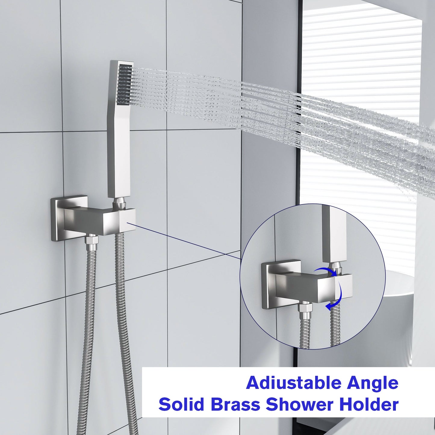 12 Inch Rainfall Square Shower System Shower Head with Handheld Shower Wall Mounted | 12 Inch Shower System, Bath, Bathroom, Complete Shower System, Handheld Shower, Rainfall Shower System, Shower, Shower Faucets & Systems, Shower Head, Shower System, Wall Mounted | Lordear