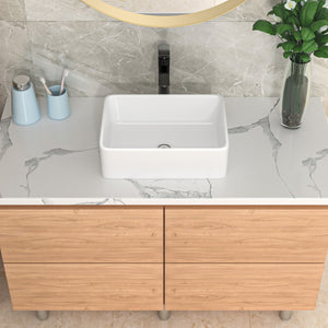 19in W X 14-1/2in D Bathroom Vessel Sink with Sink Faucet White Ceramic Modern Classic from Lordear
