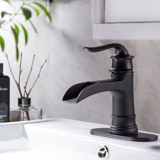 Lordear Brass Single Handle ‎Deck Mount Bathroom Waterfall Faucet with Water Hoses  from Lordear