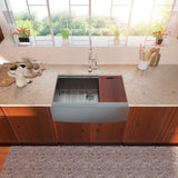 33" W x 22" D Farmhouse Kitchen Sink Workstation Sink with Cutting Board Apron Front | Apron Front / Farmhouse Sinks, Farm Sink, Farmhouse Kitchen Sink, Farmhouse Sink, Gunmetal Black Sinks, Kitchen, Kitchen Sinks, Single Bowl Sinks, Sink, Sink and Drainer, Stainless Steel, Workstation Sinks | Lordear