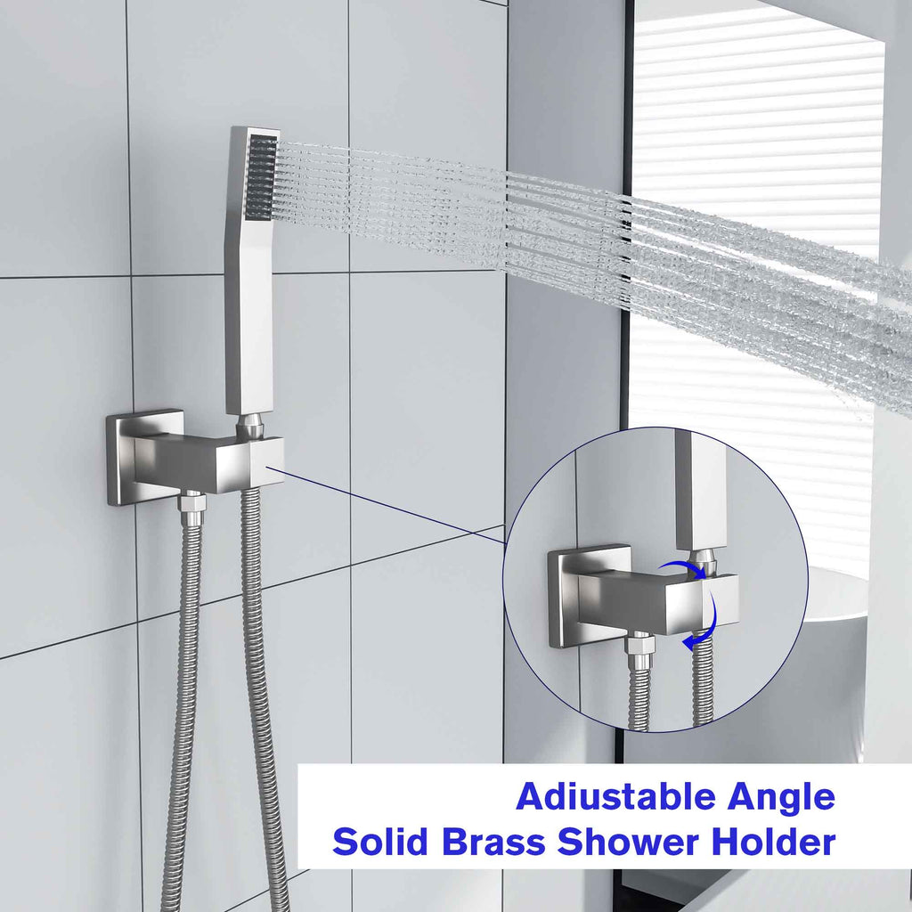 16 Inch Rainfall Shower System Head with Handheld Shower and Waterfall Faucet Ceiling Mounted | 16 Inch Shower System, Complete Shower System, Handheld Shower, over Bath Shower System, Rain Shower Head, Rain Shower Mixer Set, Rainfall Shower, Rainfall Shower Head, Rainfall Shower System, Shower, Shower Faucets & Systems, Shower Head, Shower Heads, Shower Room, Shower System, shower time, Square Shower Head | Lordear
