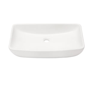 24in W x 15-1/2in D Bathroom Vessel Sink Washroom Sink Design White Ceramic Handmade Rectangular from Lordear