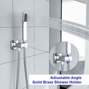 12 Inch Rainfall Square Shower Head System with Handheld Shower Wall Mounted in Chrome Polish | 12 Inch Shower System, Complete Shower System, Handheld Shower, over Bath Shower System, Rain Shower Head, Rain Shower Mixer Set, Rainfall Shower, Rainfall Shower Head, Rainfall Shower System, Shower, Shower Faucets & Systems, Shower Head, Shower Heads, Shower Room, Shower System, shower time, Square Shower Head | Lordear