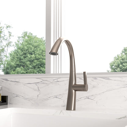 Kitchen Faucet Single Handle Modern One Hole Bar Sink Faucet in Brushed Nickel | Kitchen Faucets, Kitchen Sink Faucet, Kitchen Tap | Lordear