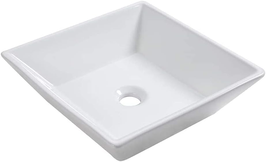 Bathroom Vessel Sink Square - Lordear 16 Inch Modern Square Above Counter White Porcelain Ceramic Bathroom Vessel Vanity Sink Art Basin | Bathroom Sink | Lordear