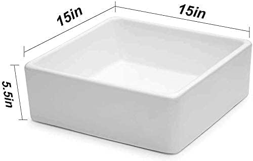 Lordear 15"x15"x5.5" Modern Square Above Counter White Ceramic Bathroom Vessel Vanity Sink Art Basin from Lordear