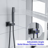 Pressure Balancing Rain Shower System Rough-in Valve Trim Kit Shower Faucet Set Complete Square Matte Black from Lordear