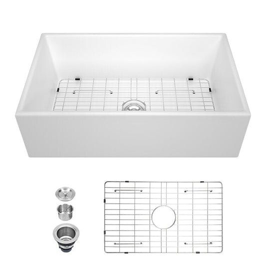 36in W x 20in D Farmhouse Kitchen Sink Kitchen Sink Single Bowel Ceramic with Accessories  from Lordear