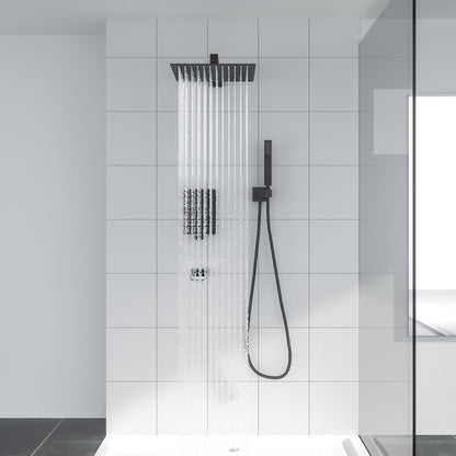 10 Inch Rainfall Square Shower Head System with Shower and Waterfall Faucet Wall Mounted in ORB | 10 Inch Shower System, Bath, Bathroom, Bathroom Faucet, computer monitor accessory, electronic device, Faucet, Handheld Shower, output device, product, Rainfall Shower System, Shower, Shower Faucets & Systems, Shower Head, Shower System | Lordear