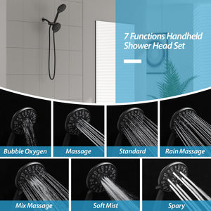 5 inch Rainfall Round Shower Head Mixer Set with Handheld Shower 7-Mode Adjustable | 5 Inch Shower System, Bath, Bathroom, Handheld Shower, Rain, Rain Shower Mixer Set, Rainfall Shower Head, Rainfall Shower System, Shower, Shower Faucets & Systems, Shower Head | Lordear