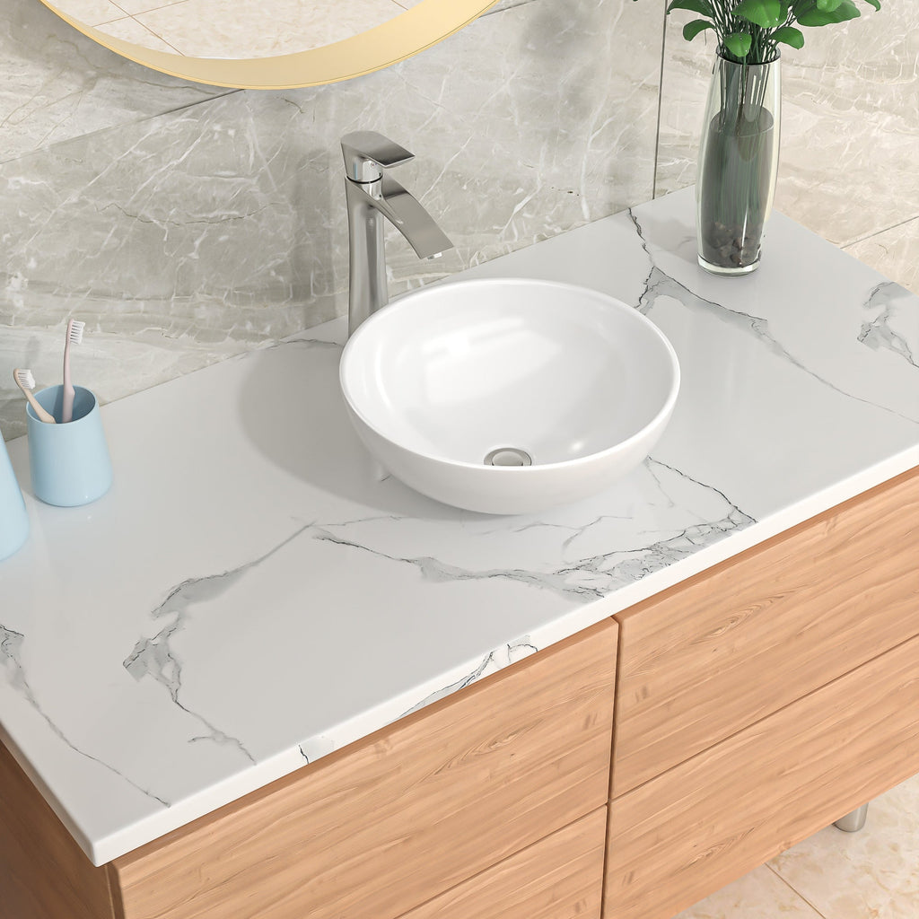 16" W x 16" D Washroom Sink Design Bathroom Vessel Sink Round White Ceramic from Lordear