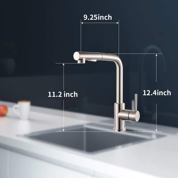 Pull Down Kitchen Faucet Industrial Kitchen Taps Single Handle in Brushed Nickel  from Lordear