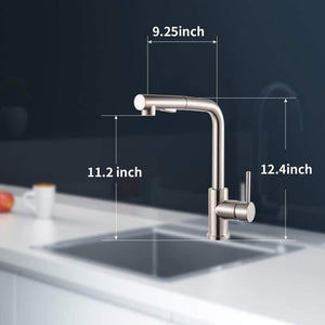 Pull Down Kitchen Faucet Industrial Kitchen Taps Single Handle in Brushed Nickel from Lordear