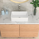 21in W x 14in D Bathroom Vessel Sink Rectangular White Ceramic Above Counter from Lordear
