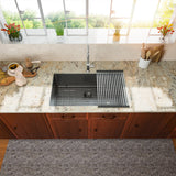 Lordear 28 inch Undermount Kitchen Sink Gunmetal Black Stainless Steel Deep Single Bowl Kitchen Sink 28" x 18" from Lordear