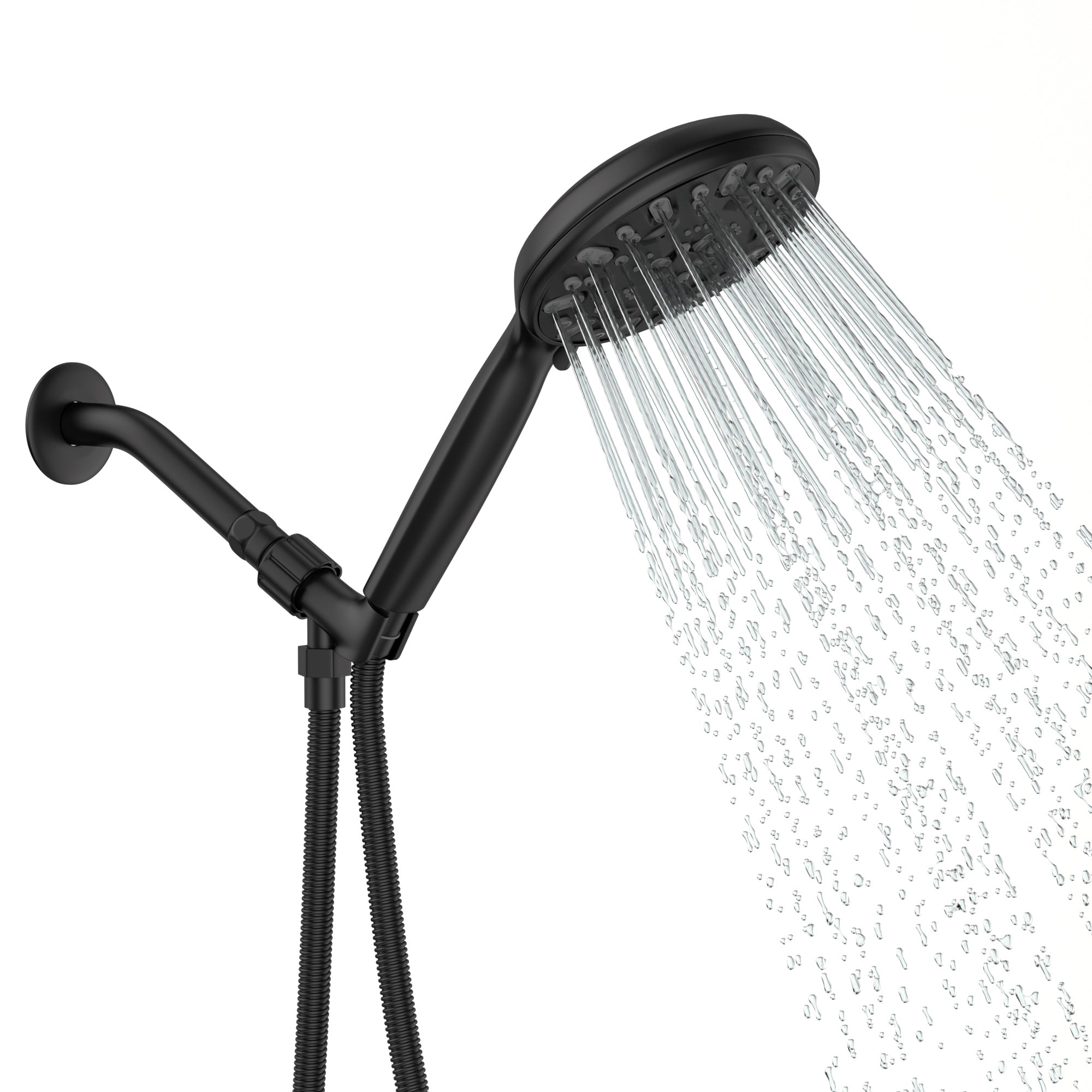 5 Inch Rainfall Round Handheld Shower Head with Shower Arm and Shower Hose 7-Mode | 5 Inch Shower System, Bath, Bathroom, Handheld Shower, Rain, Rainfall Shower Head, Shower, Shower Faucets & Systems, Shower Head, Single Shower Head | Lordear