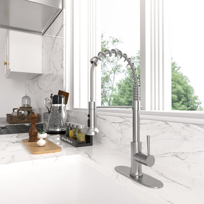 Pull Down Kitchen Faucet Kitchen Taps Single Handle Shape of Spring in Brushed Nickel  from Lordear