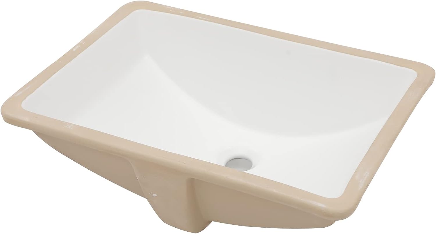 Undermount Bathroom Sink - Lordear Luxury 18.25in White Rectangle Bathroom Sink Deep Bowl Porcelain Ceramic Lavatory Vanity Sink Basin with Overflow  from Lordear