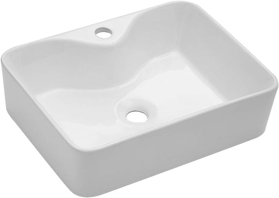 Lordear Bathroom Vessel Sink - Rectangle Above Counter White Porcelain Ceramic Modern Vanity Sink Art Basin with Faucet Hole | Bathroom, Bathroom Accessories, Bathroom Basin, Bathroom Ceramic Sinks, bathroom design, Bathroom Sinks | Lordear
