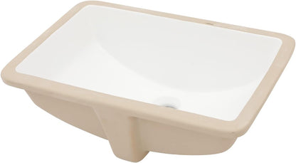 Undermount Bathroom Sink - Lordear Luxury 18.25in White Rectangle Bathroom Sink Deep Bowl Porcelain Ceramic Lavatory Vanity Sink Basin with Overflow  from Lordear