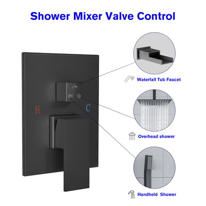 Lordear Shower Set with Rainfall Shower Head and Handheld Shower | Shower Faucets & System | Lordear