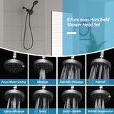 5 Inch Rainfall Round Shower Head and Handheld Shower 8-Mode with Hose and Pause Button | 5 Inch Shower System, Bath, Bathroom, Handheld Shower, Rain, Rainfall Shower Head, Rainfall Shower System, Shower, Shower Faucets & Systems, Shower Head | Lordear