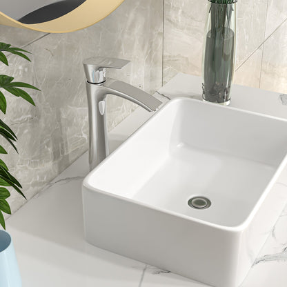 19in W X 14-1/2in D Bathroom Vessel Sink with Sink Faucet Above Counter White Ceramic Modern Classic  from Lordear