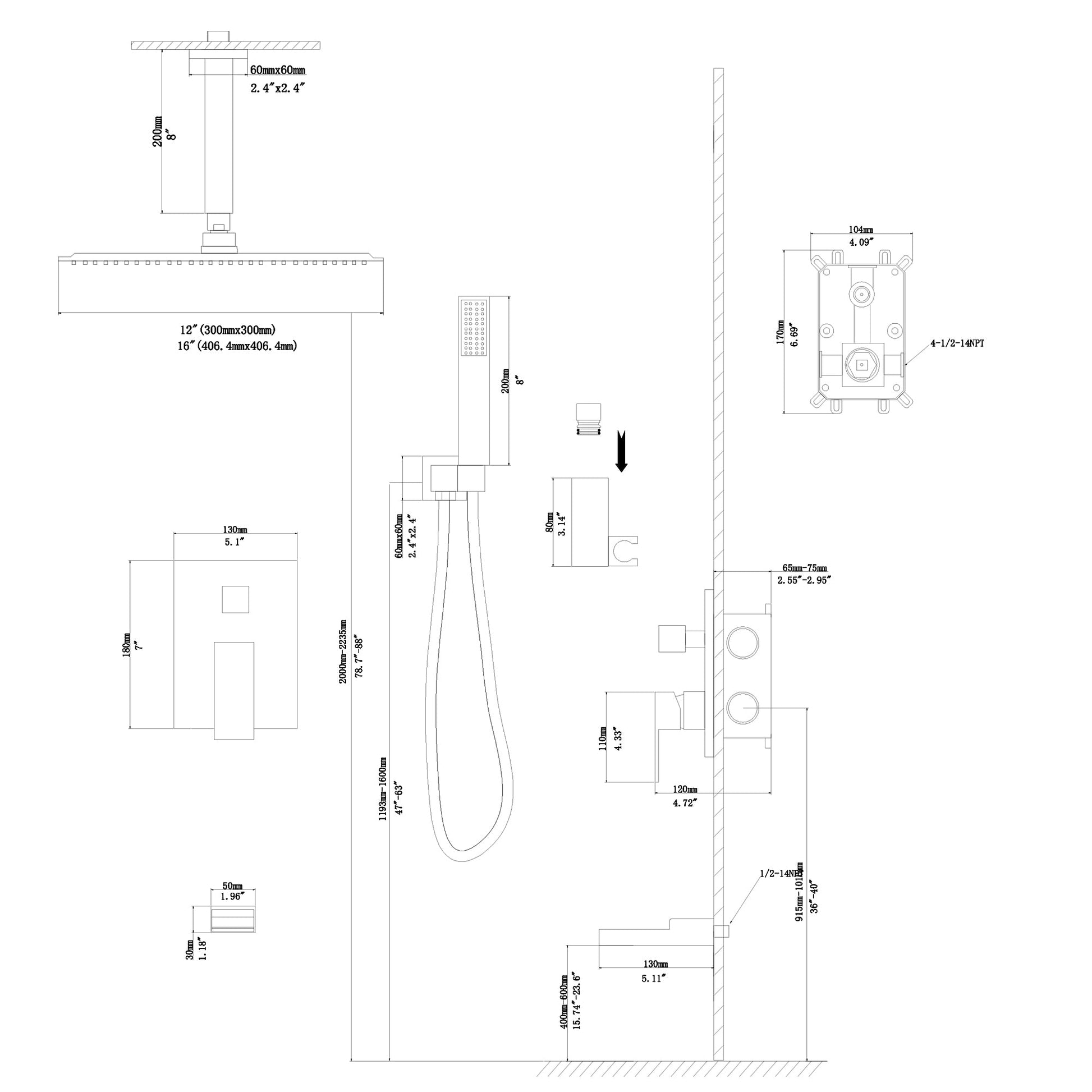 16 Inch Rainfall Shower System Head with Handheld Shower and Waterfall Faucet Ceiling Mounted | 16 Inch Shower System, Complete Shower System, Handheld Shower, over Bath Shower System, Rain Shower Head, Rain Shower Mixer Set, Rainfall Shower, Rainfall Shower Head, Rainfall Shower System, Shower, Shower Faucets & Systems, Shower Head, Shower Heads, Shower Room, Shower System, shower time, Square Shower Head | Lordear