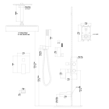 16 Inch Rainfall Shower System Head with Handheld Shower and Waterfall Faucet Ceiling Mounted | 16 Inch Shower System, Complete Shower System, Handheld Shower, over Bath Shower System, Rain Shower Head, Rain Shower Mixer Set, Rainfall Shower, Rainfall Shower Head, Rainfall Shower System, Shower, Shower Faucets & Systems, Shower Head, Shower Heads, Shower Room, Shower System, shower time, Square Shower Head | Lordear