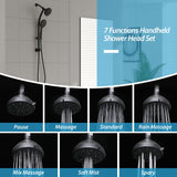 5 Inch Rainfall Round Shower System Shower Head with Handheld Shower and Sliding Bar 7-Mode | 5 Inch Shower System, Bath, Bathroom, Handheld Shower, Multi Function Rain Shower Head, Rain, Rain Shower Mixer Set, Rainfall Shower Head, Rainfall Shower System, Shower, Shower Faucets & Systems, Shower System | Lordear