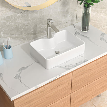 16in W X 12in D Bathroom Vessel Sink Washroom Sink Design with Faucet Hole White Ceramic  from Lordear