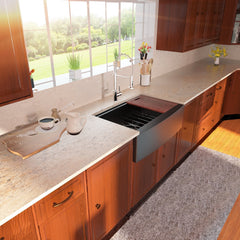 Lordear 33'' x 22'' Stainless Steel Black Farmhouse Workstation Kitchen Sink  from Lordear
