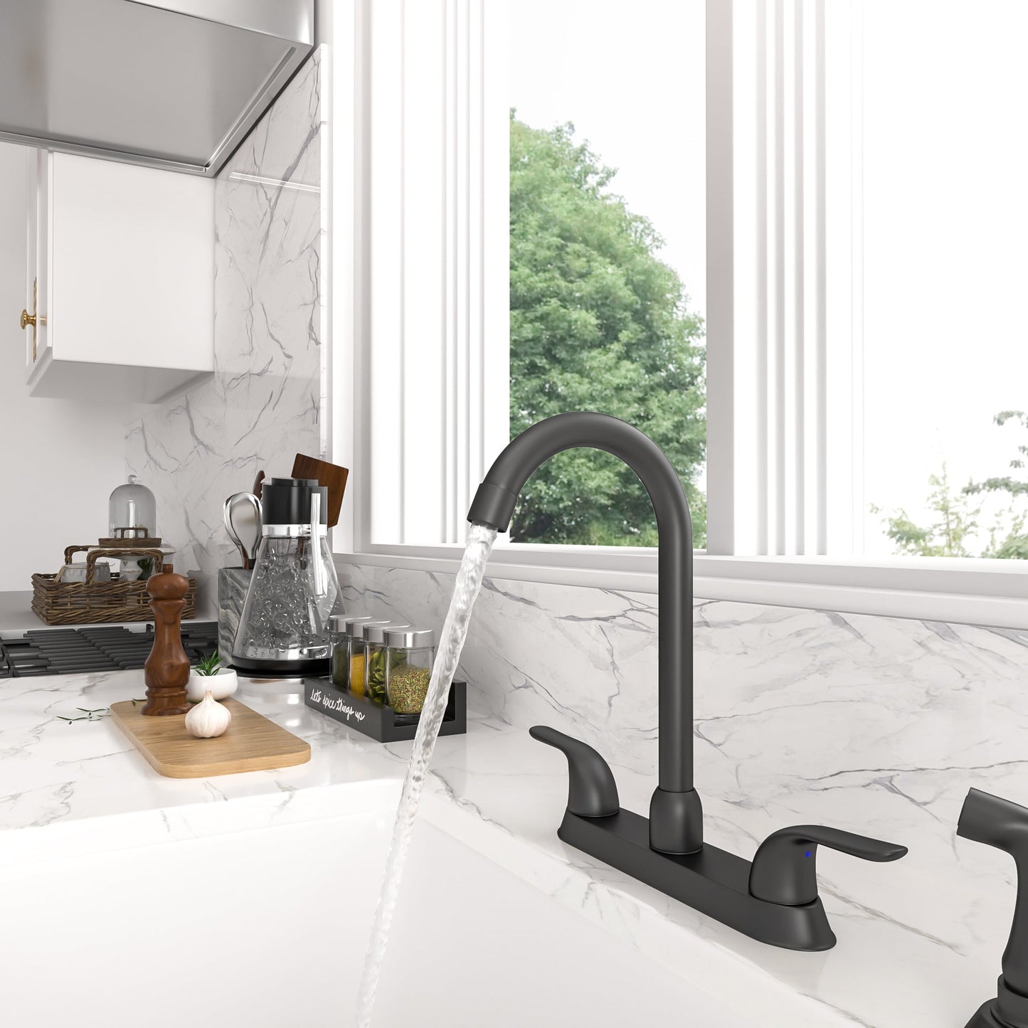 Double Handle Kitchen Faucet and Pull Out Spray Head Modern Design  from Lordear