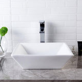 Bathroom Vessel Sink Square - Lordear 16 Inch Modern Square Above Counter White Porcelain Ceramic Bathroom Vessel Vanity Sink Art Basin | Bathroom Sinks | Lordear