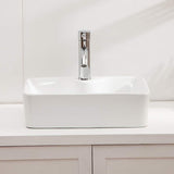 Bathroom Sink 19"x15" Bathroom Vessel Sink Rectangle Above Counter White Porcelain Ceramic Modern Vanity Sink Art Basin with Faucet Hole,Sink for Bathroom from Lordear