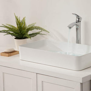 Vessel Sink Rectangle - Lordear 24 Inch Bathroom Sink Modern Large Rectangular Above Counter White Porcelain Ceramic Bathroom Vessel Vanity Sink Art Basin | Bathroom Sink | Lordear