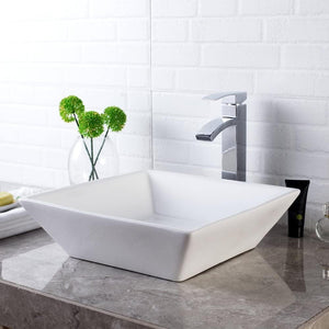 Bathroom Vessel Sink Square - Lordear 16 Inch Modern Square Above Counter White Porcelain Ceramic Bathroom Vessel Vanity Sink Art Basin from Lordear