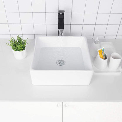 Lordear 15in x 15in x 5.5in Modern Square Above Counter White Ceramic Bathroom Vessel Vanity Sink Art Basin  from Lordear