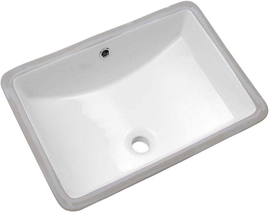 Undermount Bathroom Sink - Lordear Luxury 18.25in White Rectangle Bathroom Sink Deep Bowl Porcelain Ceramic Lavatory Vanity Sink Basin with Overflow | Bathroom Sink | Lordear