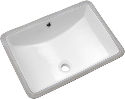 Lordear 21-Inch White Rectangular Undermount Bathroom Sink with Overflow | Bathroom Sink | Lordear