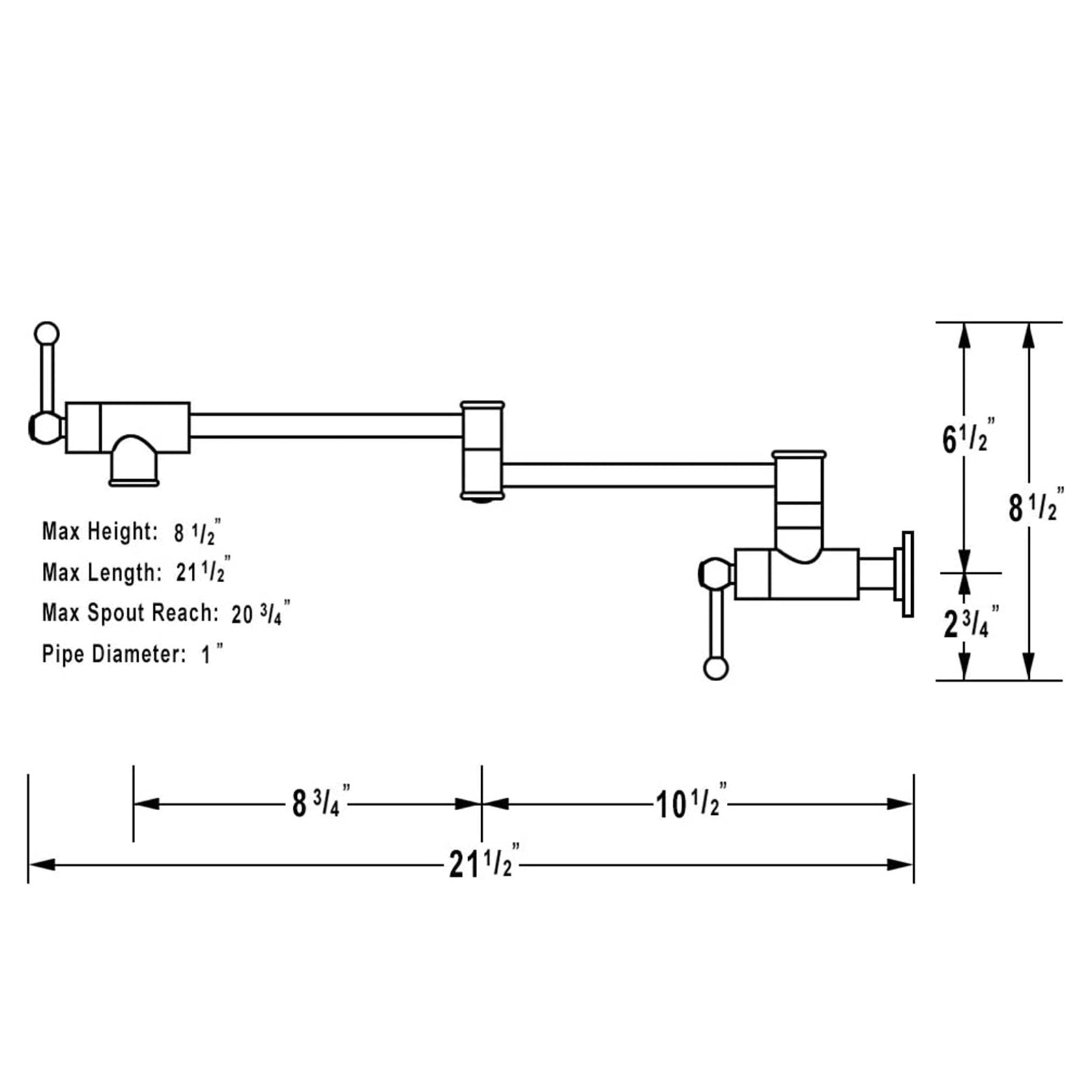 Pot Filler Faucet Solid Brass Wall Mounted in Brushed Nickel  from Lordear